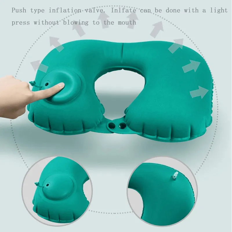 Air Pump U-Shape Inflatable Travel Neck Pillow   150p 183131 GREY