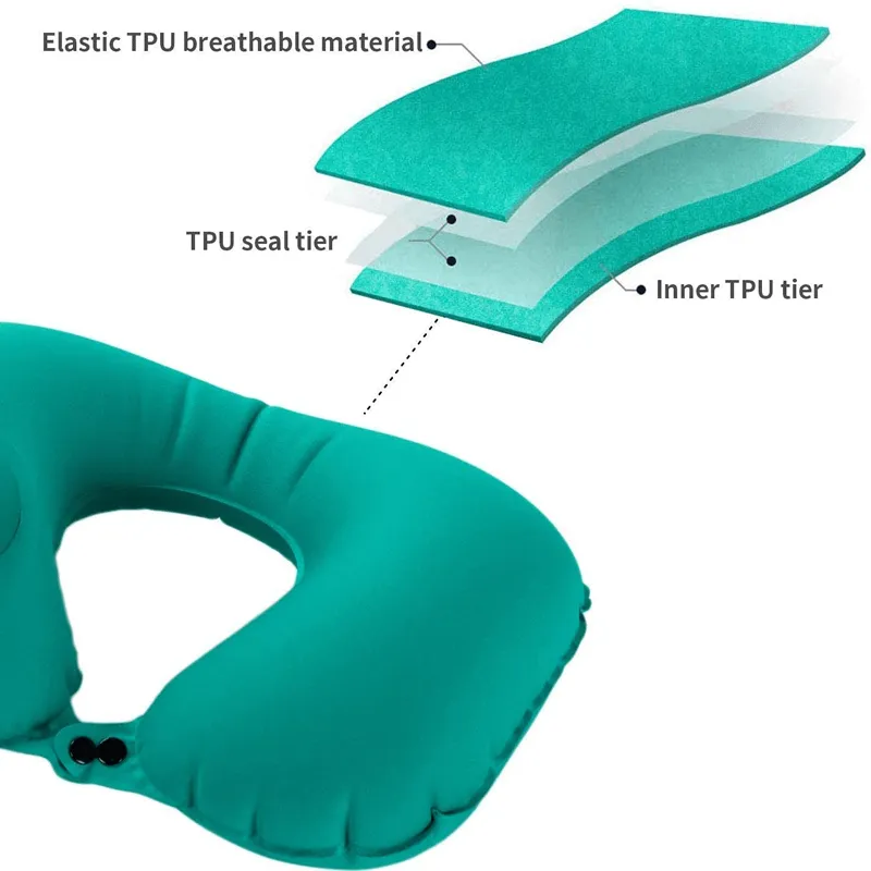 Air Pump U-Shape Inflatable Travel Neck Pillow   150p 183131 GREY