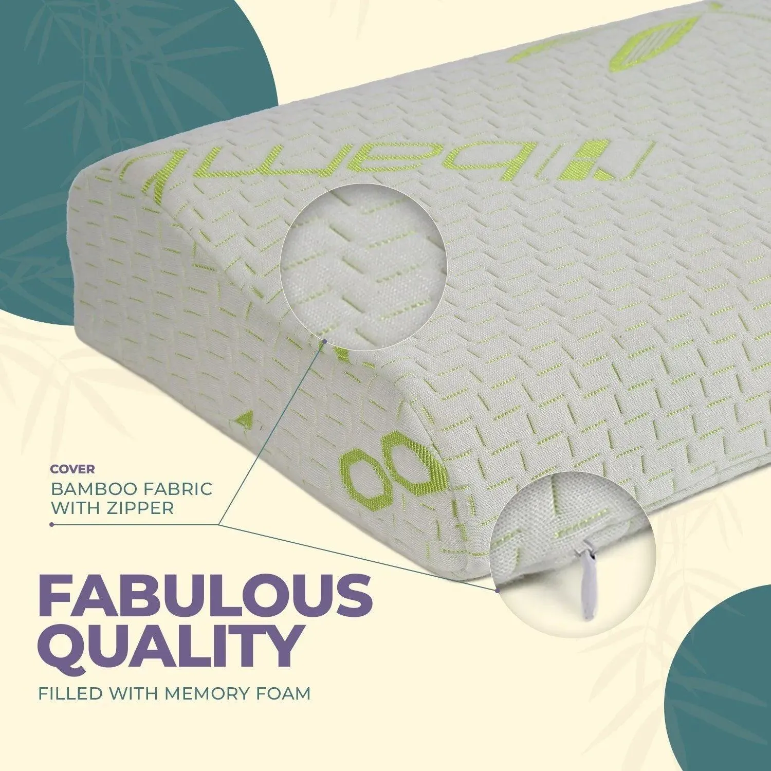 Bamboo Contour Memory Foam Pillow for Neck and Shoulder – 50cm x 30cm