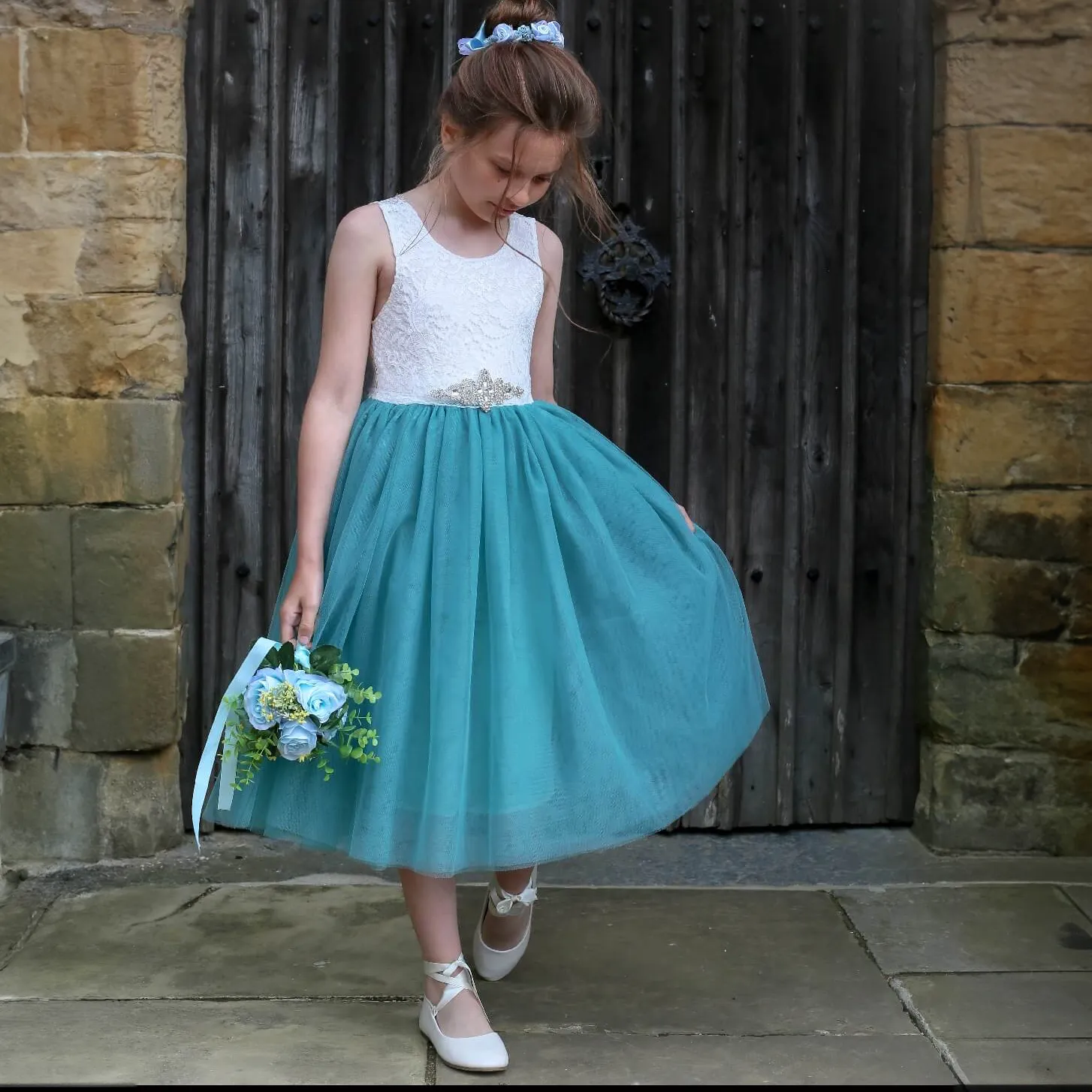 Bohemian Classic Dress - Teal Tea Length