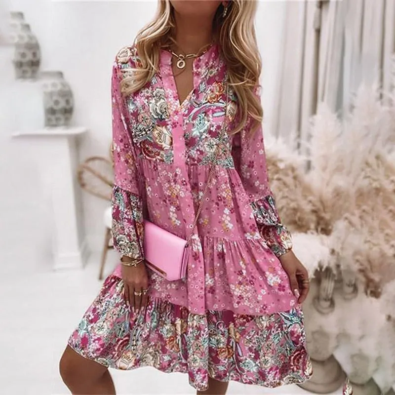 Boho Chic Floral Retro Dress