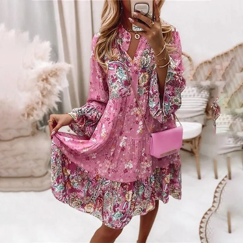 Boho Chic Floral Retro Dress