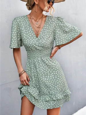Boho Chic Lotus Leaf Sleeve Dress