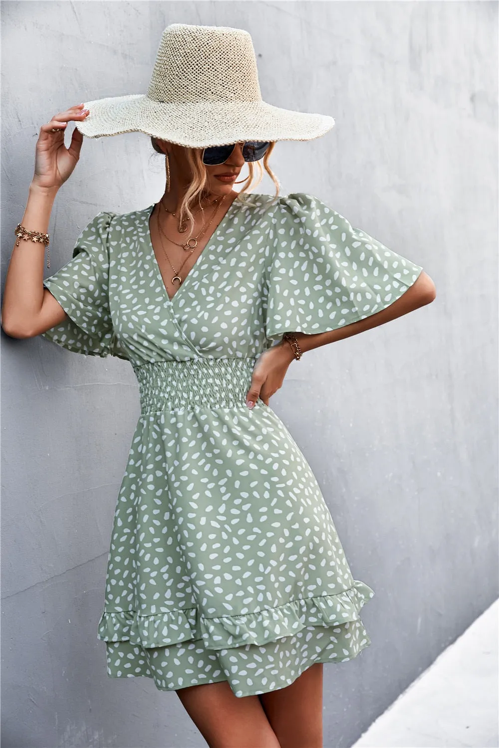 Boho Chic Lotus Leaf Sleeve Dress