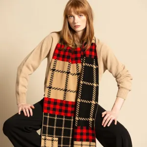 CHECK PATCH BLANKET CAMEL POPPY
