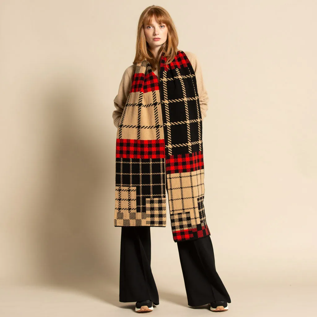 CHECK PATCH BLANKET CAMEL POPPY