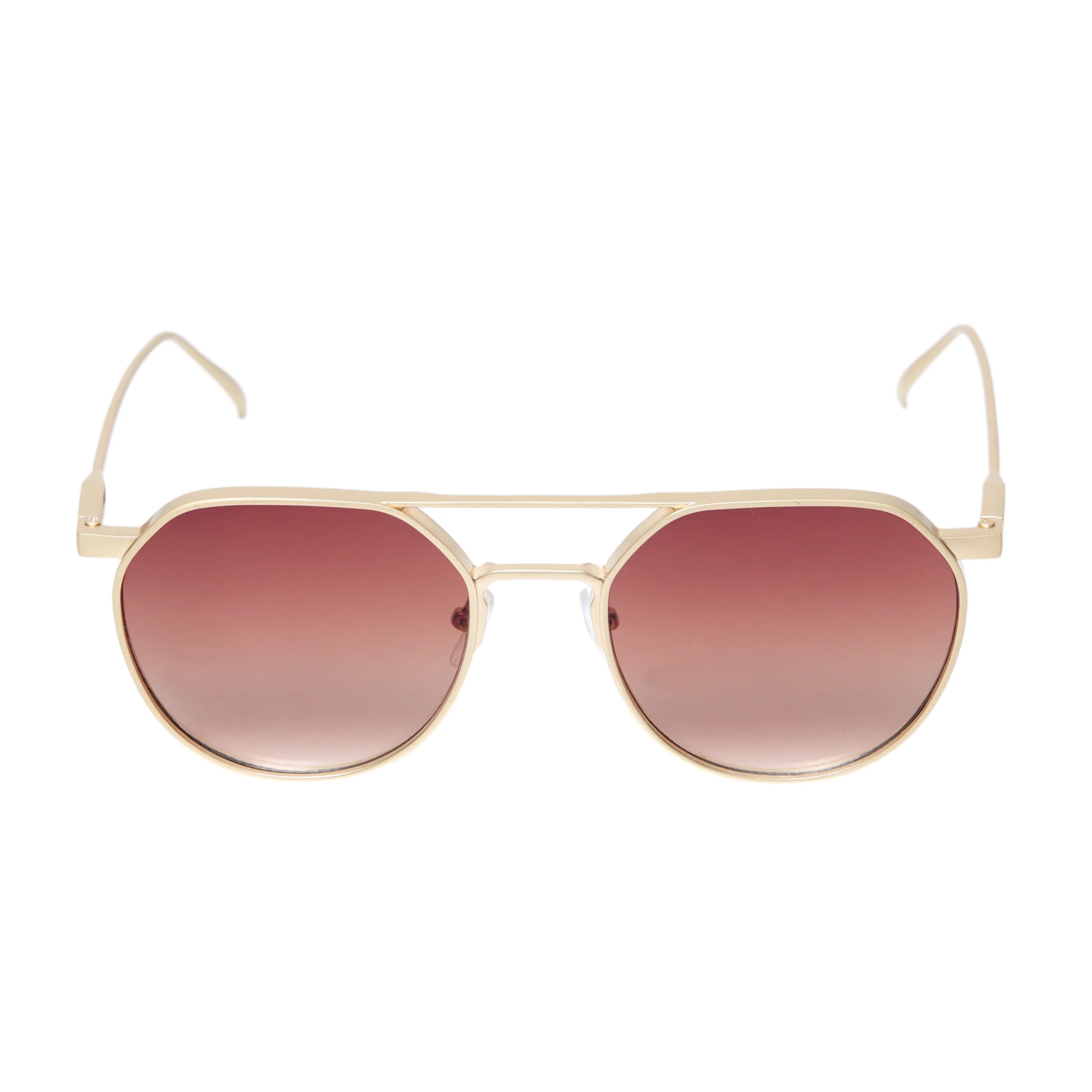 Chokore Aviator Round-Frame Metal Sunglasses (Golden & Brown)