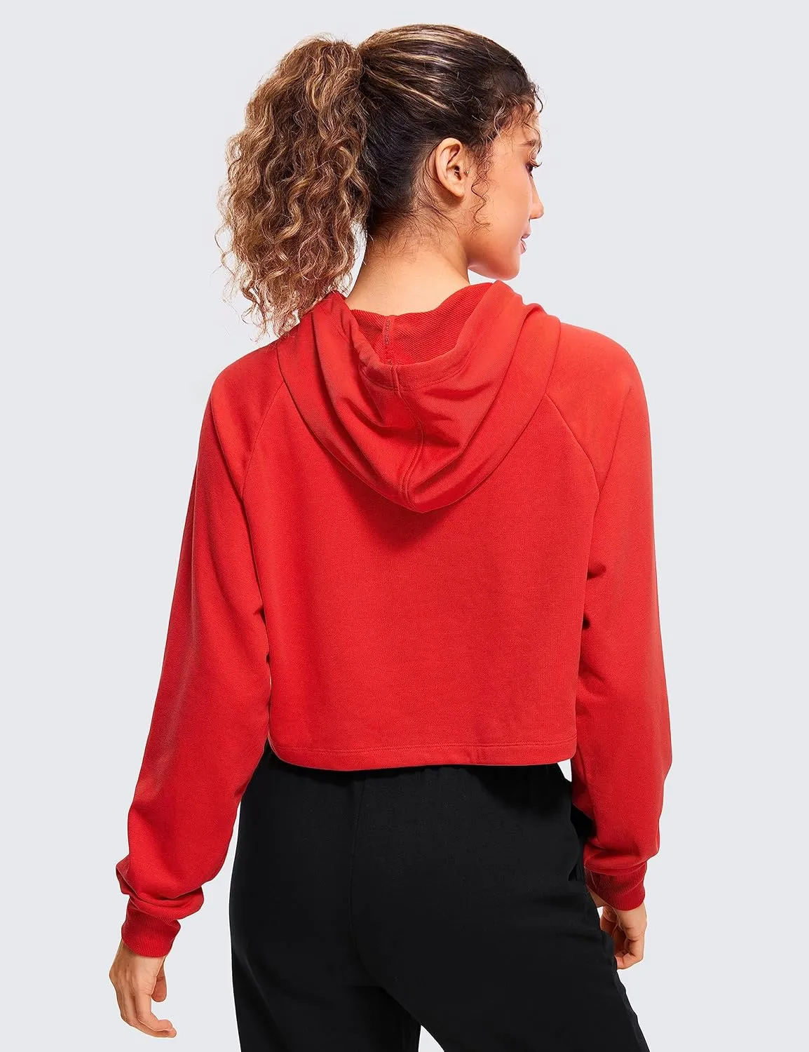 CRZ YOGA Women's Casual Cropped Hoodie Long Sleeves Drawstring Sweatshirts Cute Pullover Workout Crop Tops