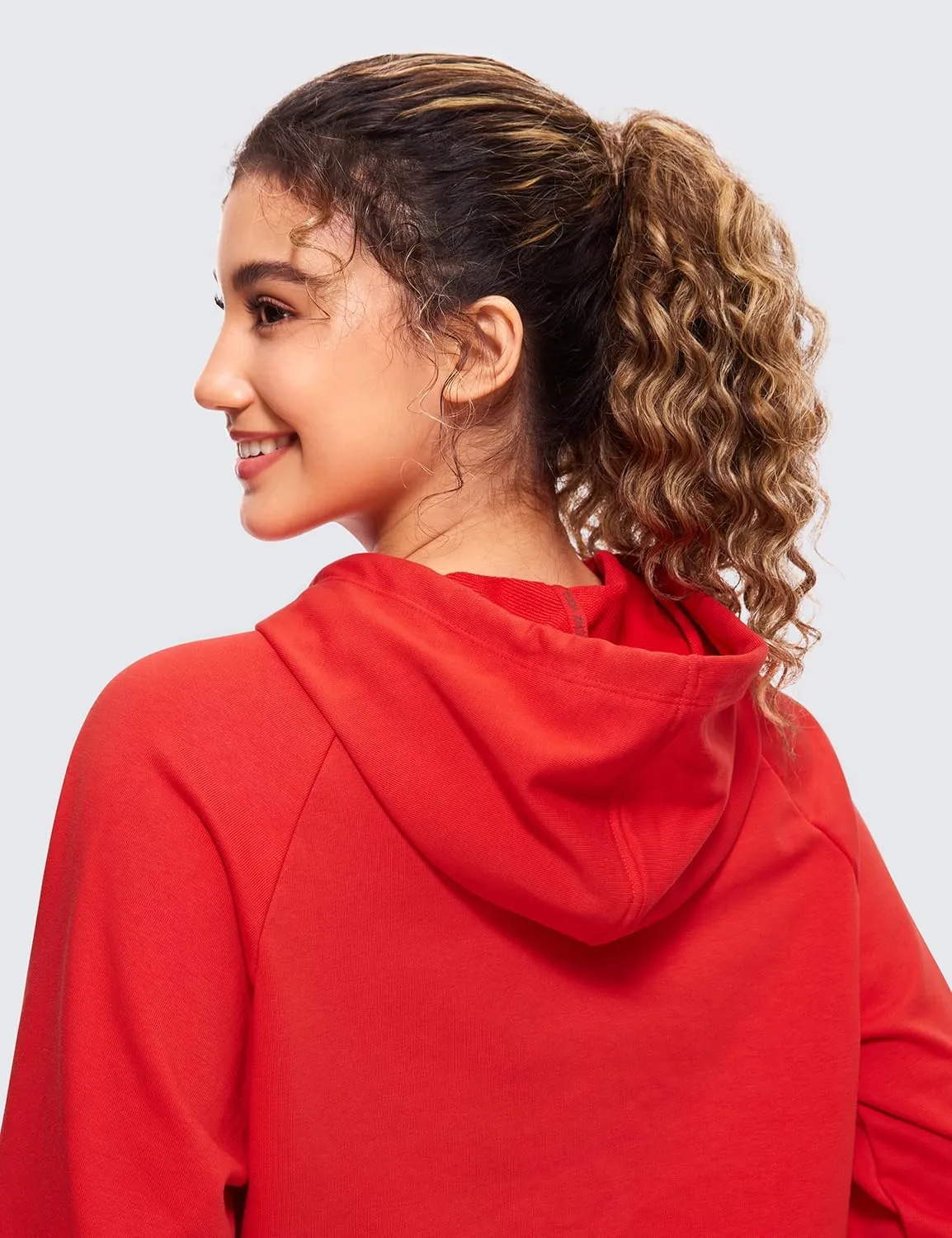 CRZ YOGA Women's Casual Cropped Hoodie Long Sleeves Drawstring Sweatshirts Cute Pullover Workout Crop Tops