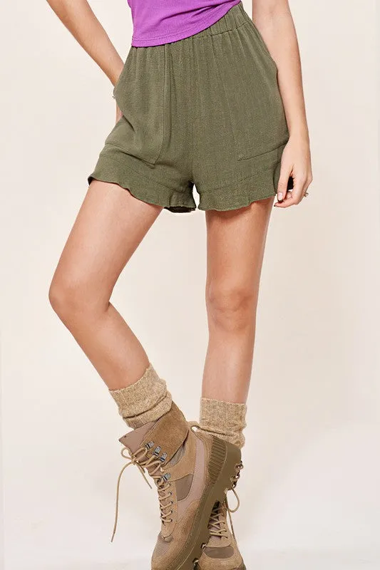 Dahlia Comfy Shorts with Flared Hem and Pockets