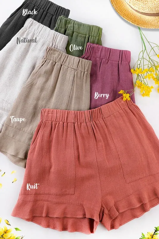 Dahlia Comfy Shorts with Flared Hem and Pockets