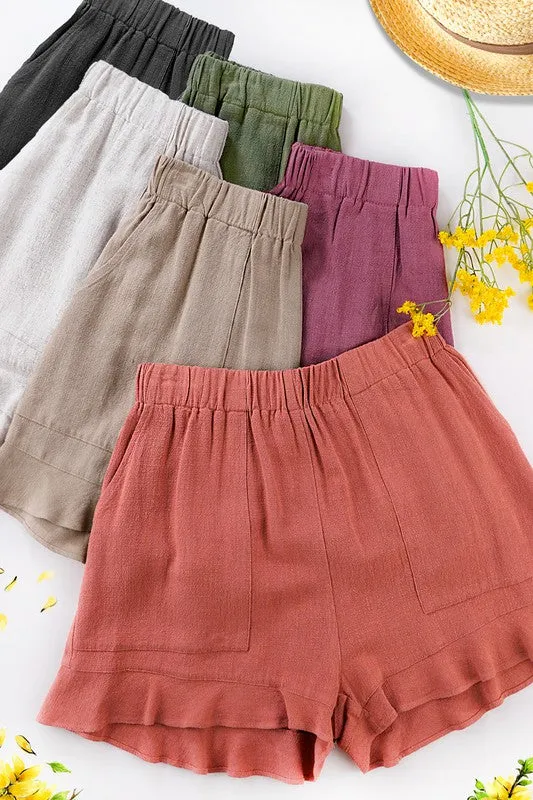 Dahlia Comfy Shorts with Flared Hem and Pockets
