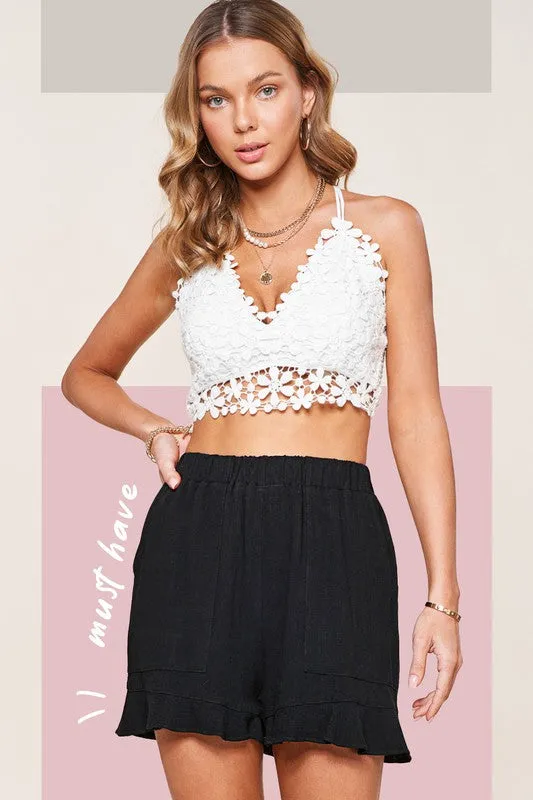 Dahlia Comfy Shorts with Flared Hem and Pockets