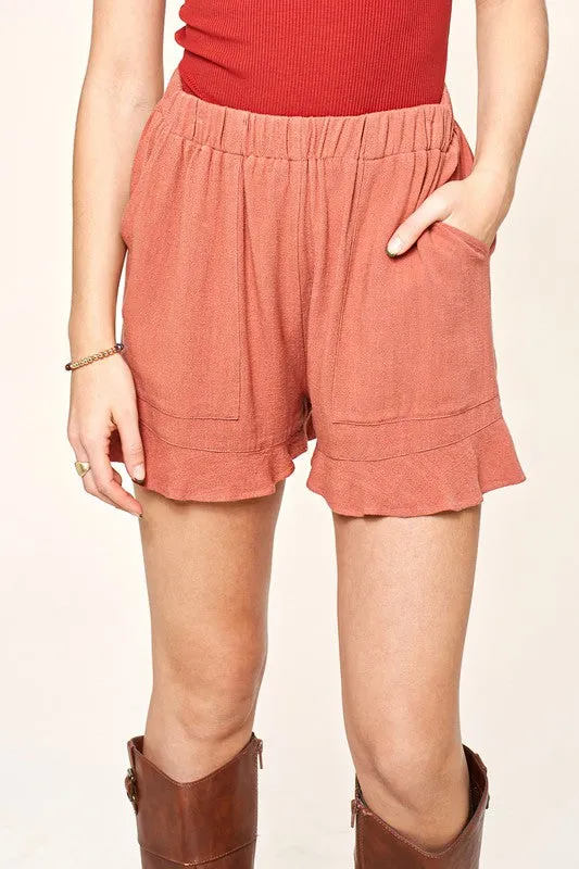 Dahlia Comfy Shorts with Flared Hem and Pockets