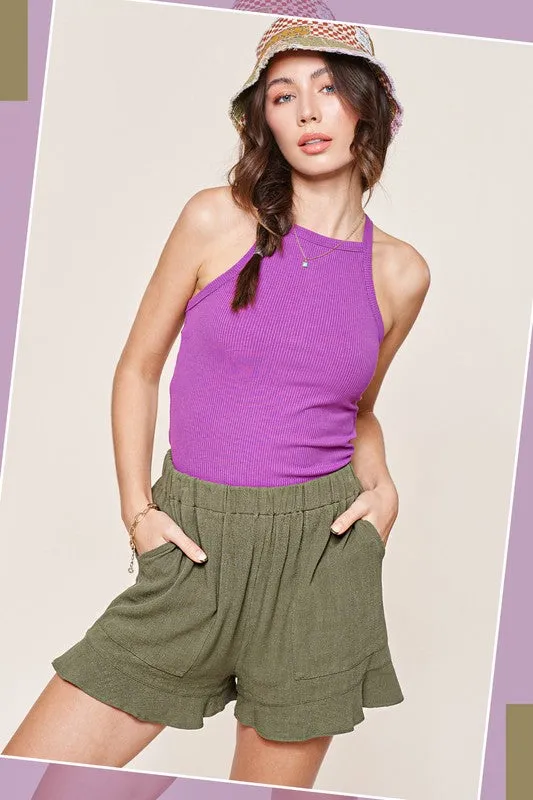 Dahlia Comfy Shorts with Flared Hem and Pockets