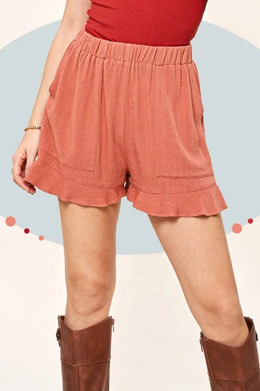 Dahlia Comfy Shorts with Flared Hem and Pockets