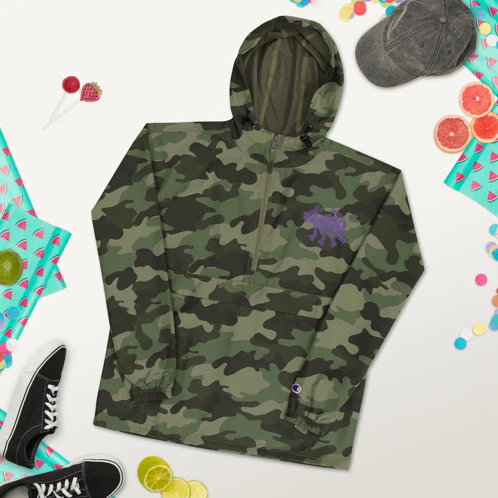 Embroidered Champion Packable Jacket Coyote