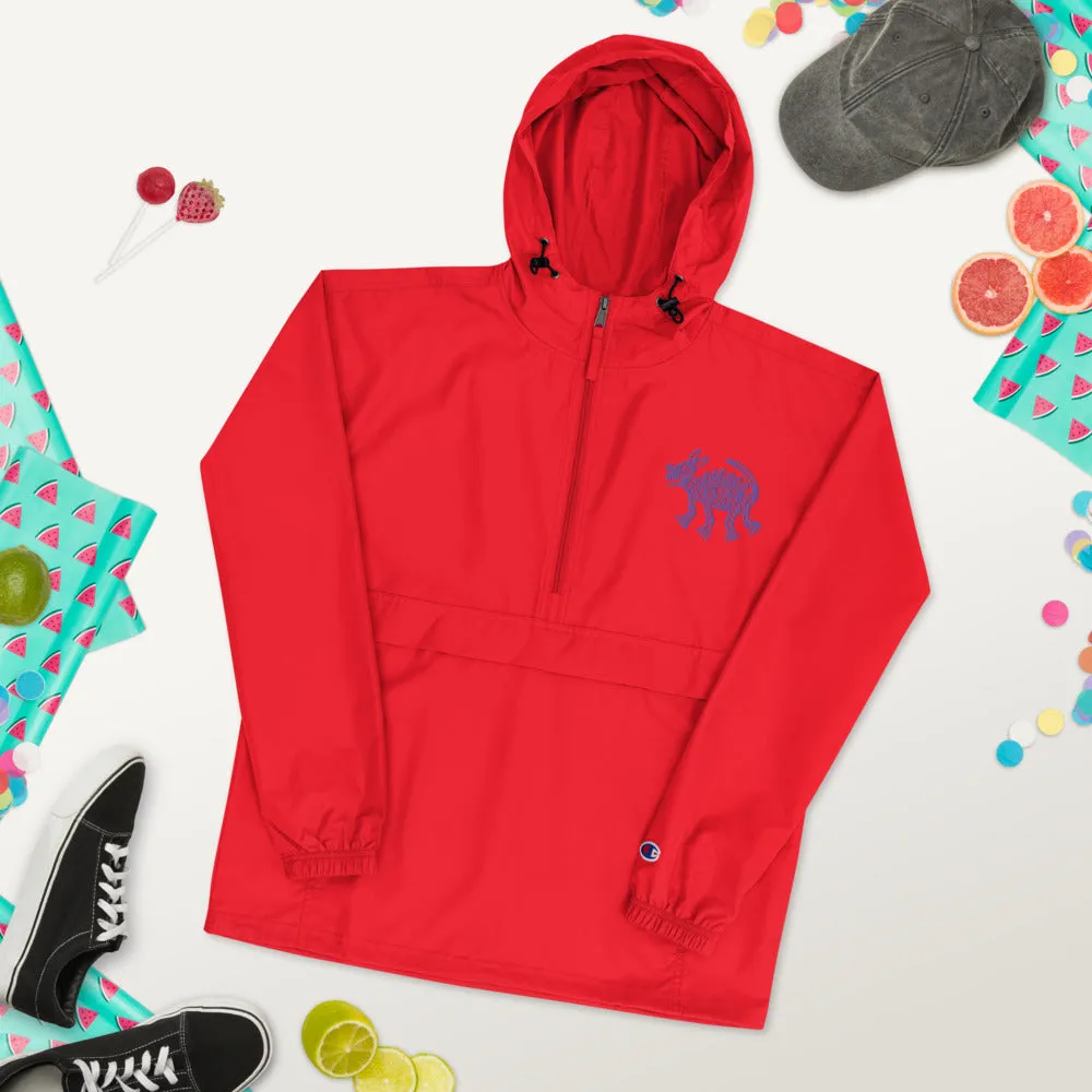 Embroidered Champion Packable Jacket Coyote