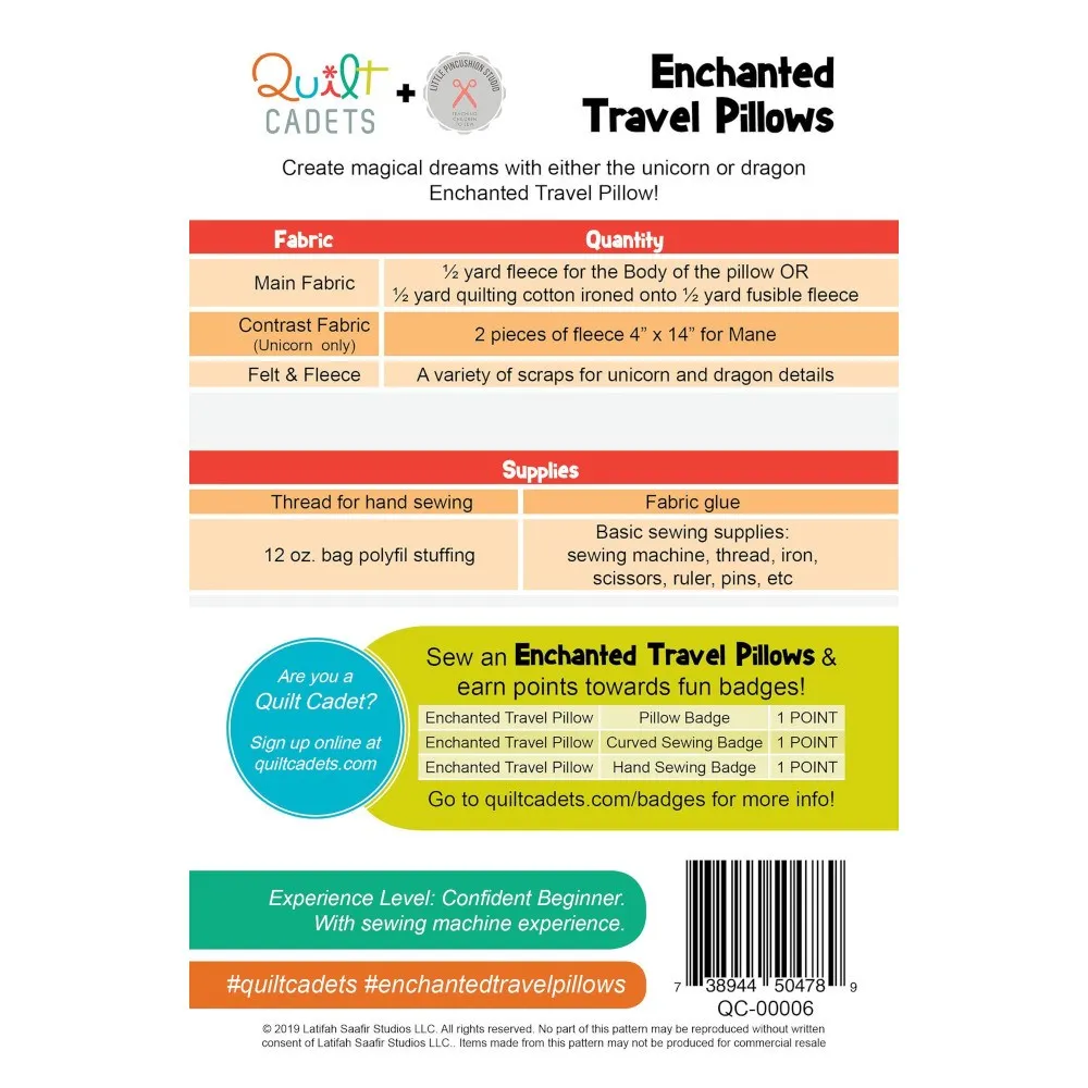 Enchanted Travel Pillows Pattern - Quilt Cadets