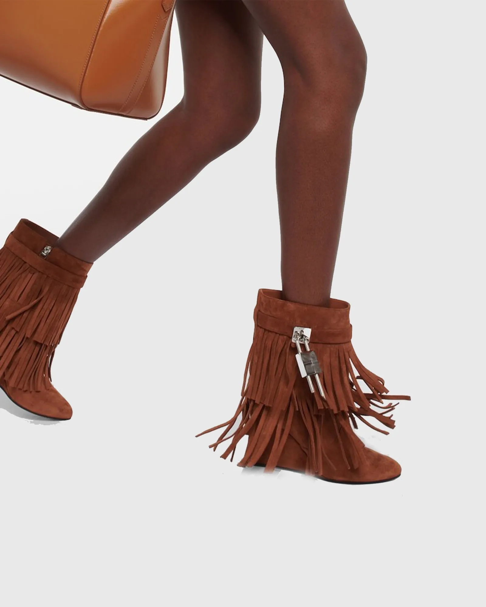 Fella Fringe Buckle Suede Ankle Boots