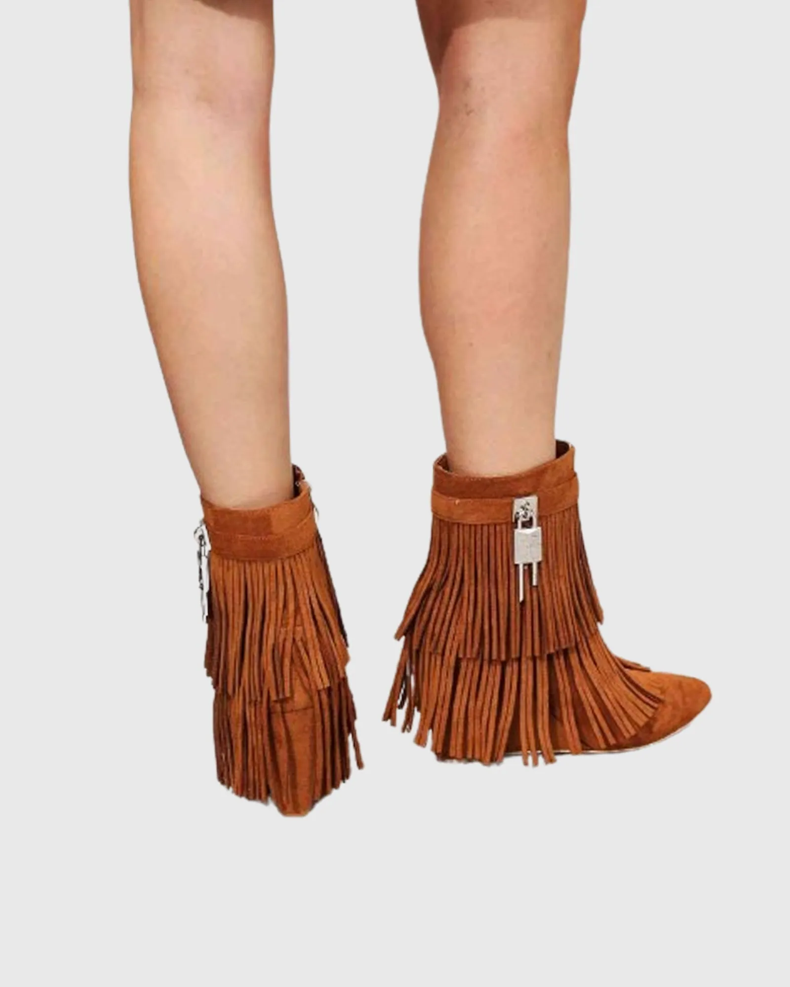 Fella Fringe Buckle Suede Ankle Boots