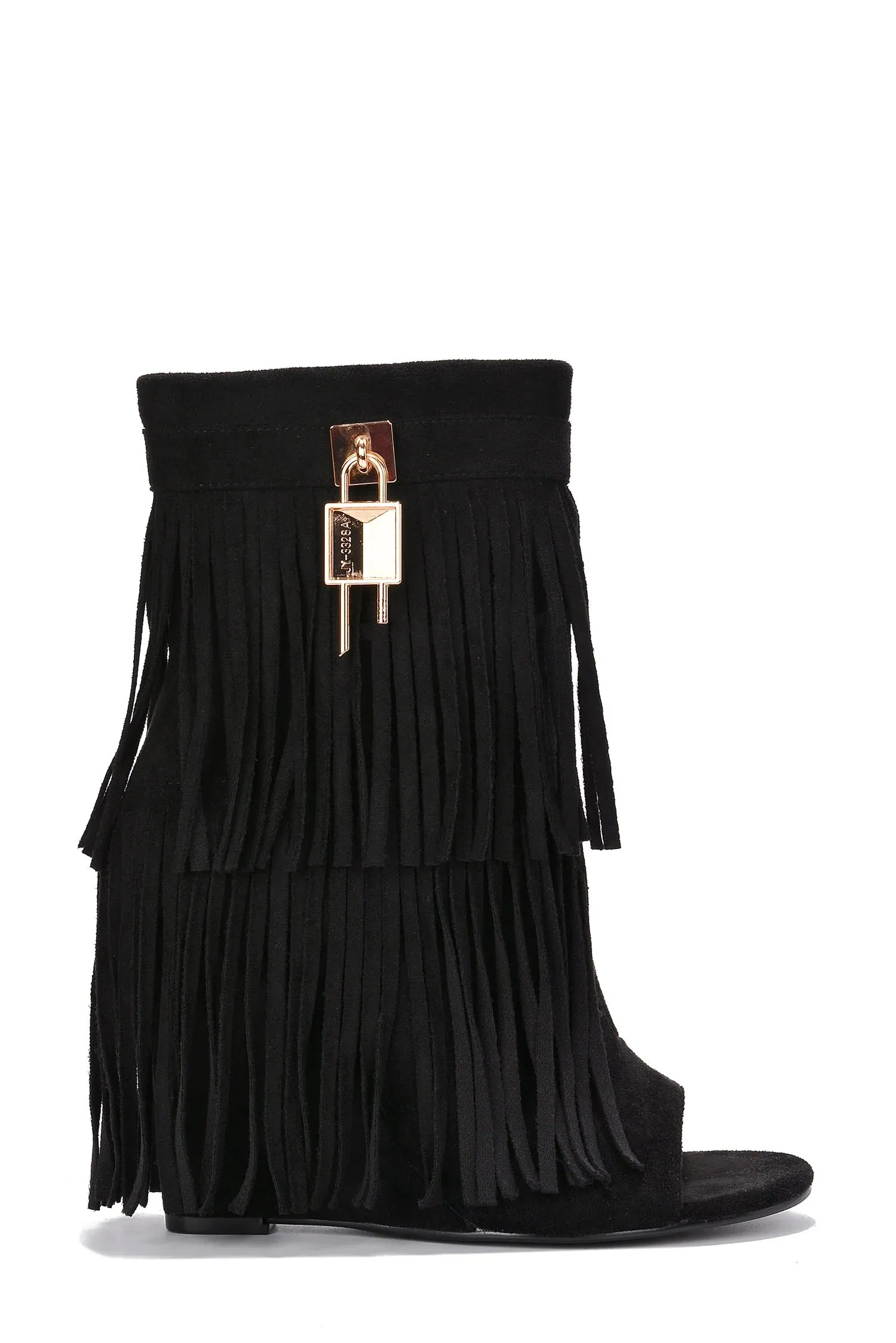 Fold Over Wedge Fringe Detail Booties Cerritos Cape Robbin