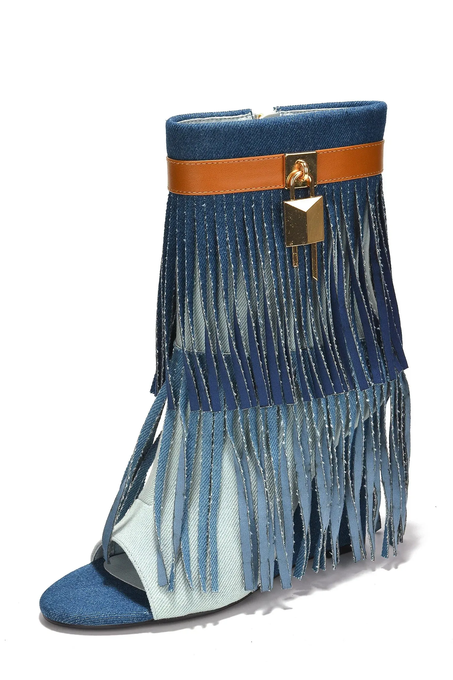 Fold Over Wedge Fringe Detail Booties Cerritos Cape Robbin