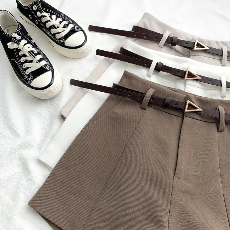 ITOOLIN Casual Women's High-Waisted A-line Shorts with Belt - Chic Office Lady Vintage Summer Trousers for Women