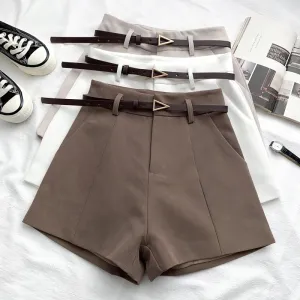 ITOOLIN Casual Women's High-Waisted A-line Shorts with Belt - Chic Office Lady Vintage Summer Trousers for Women