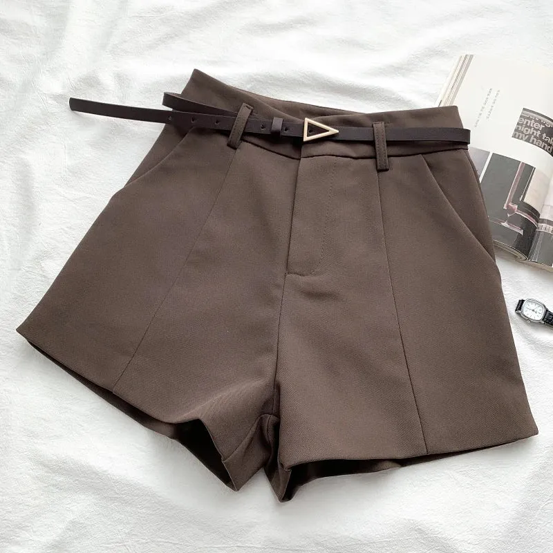 ITOOLIN Casual Women's High-Waisted A-line Shorts with Belt - Chic Office Lady Vintage Summer Trousers for Women