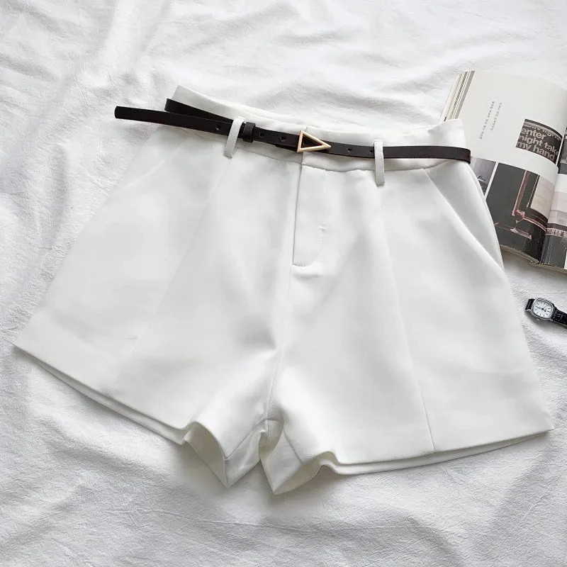 ITOOLIN Casual Women's High-Waisted A-line Shorts with Belt - Chic Office Lady Vintage Summer Trousers for Women