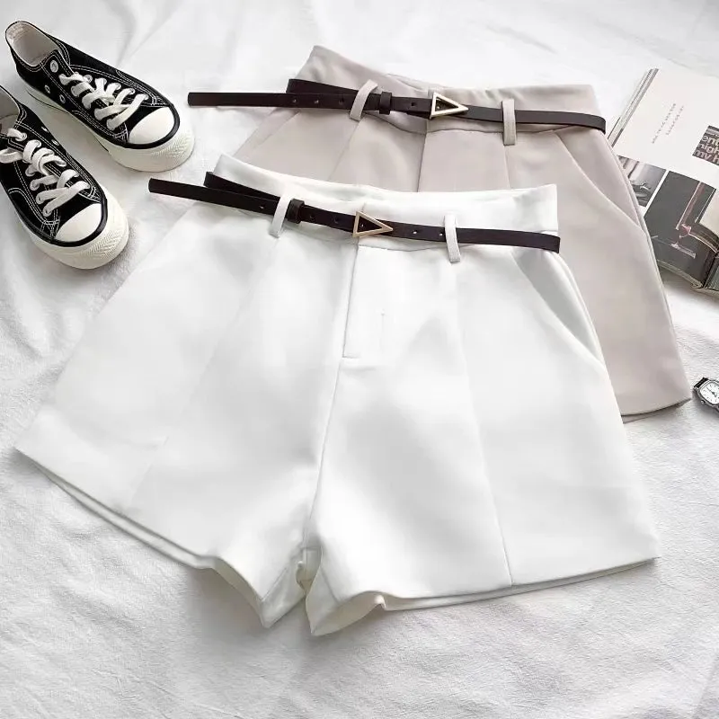 ITOOLIN Casual Women's High-Waisted A-line Shorts with Belt - Chic Office Lady Vintage Summer Trousers for Women