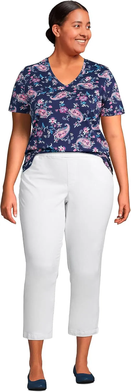Lands' End Women's Relaxed American-Grown Supima Cotton V-Neck T-Shirt