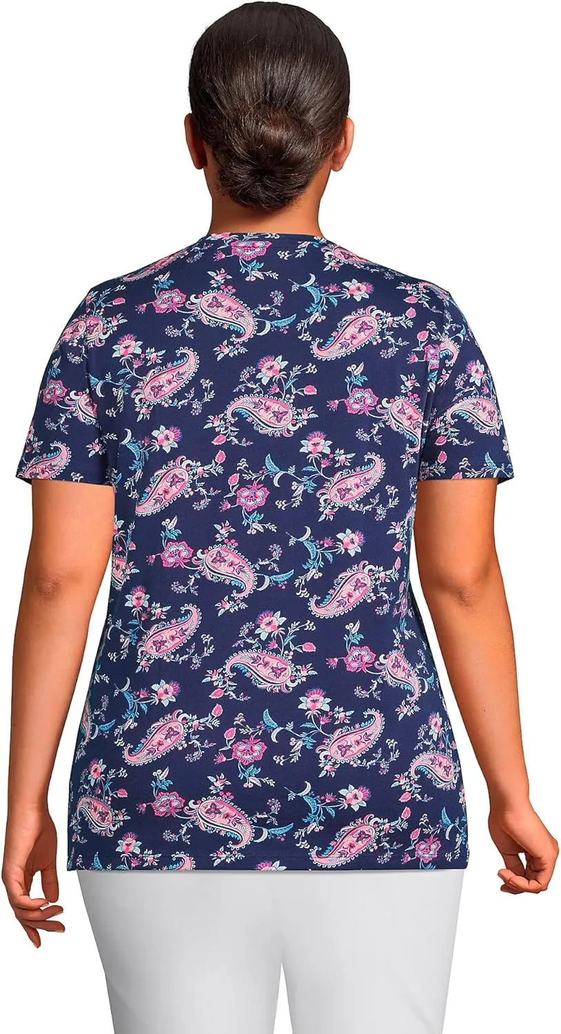 Lands' End Women's Relaxed American-Grown Supima Cotton V-Neck T-Shirt
