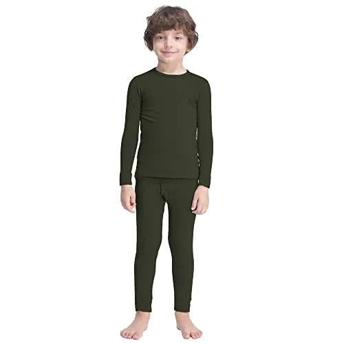 MANCYFIT Thermal Underwear for Boys Fleece Lined Long Johns Set Kids Base Layer Ultra Soft