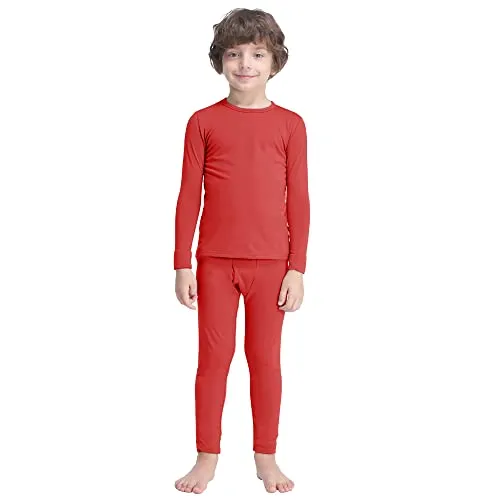 MANCYFIT Thermal Underwear for Boys Fleece Lined Long Johns Set Kids Base Layer Ultra Soft