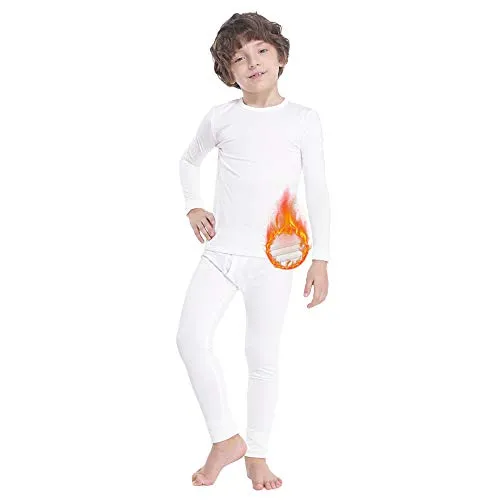 MANCYFIT Thermal Underwear for Boys Fleece Lined Long Johns Set Kids Base Layer Ultra Soft