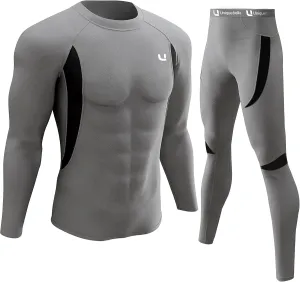Men'S Thermal Underwear Sets Top & Long Johns Fleece Sweat Quick Drying Thermo Base Layer