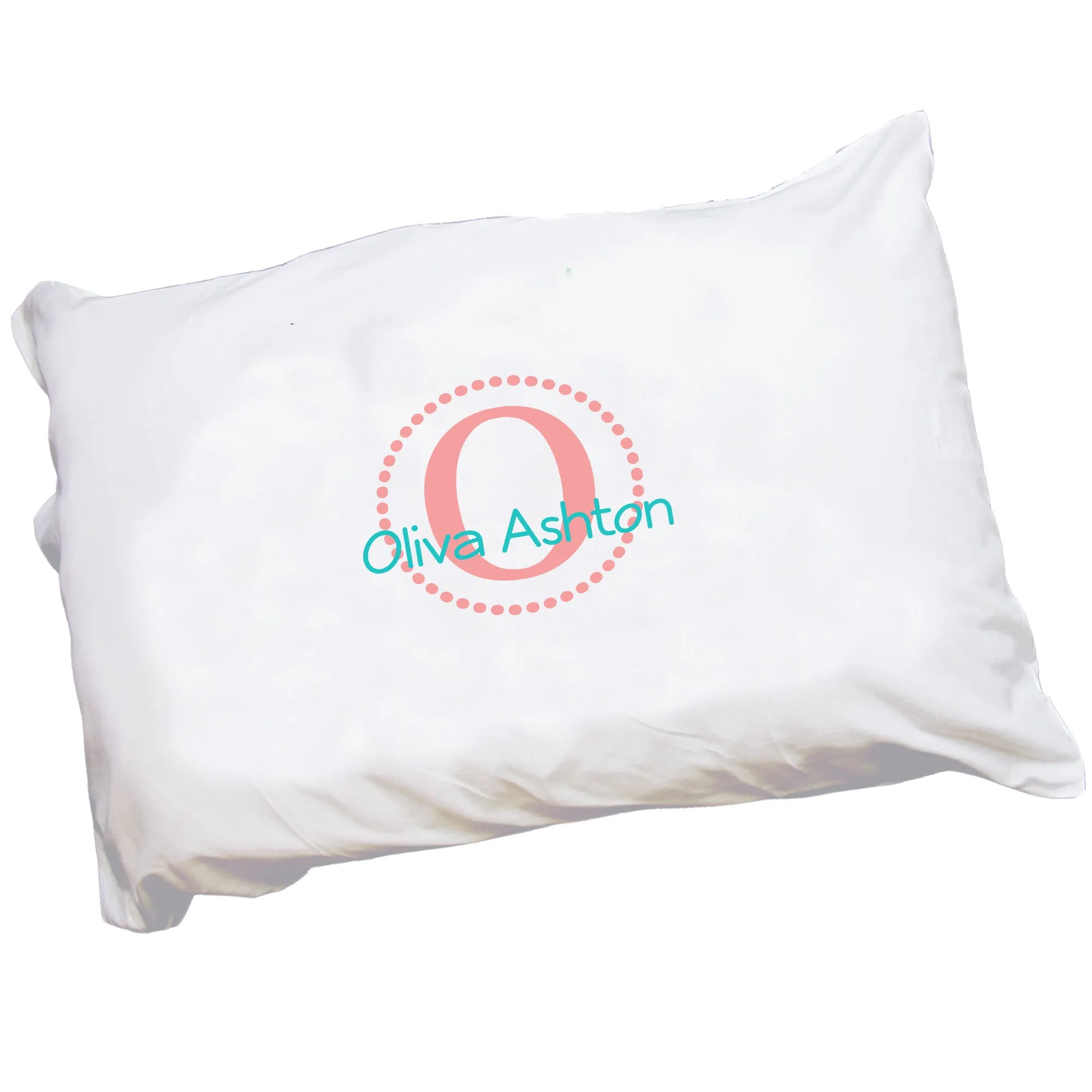Monogrammed Coral Circle Pillowcase