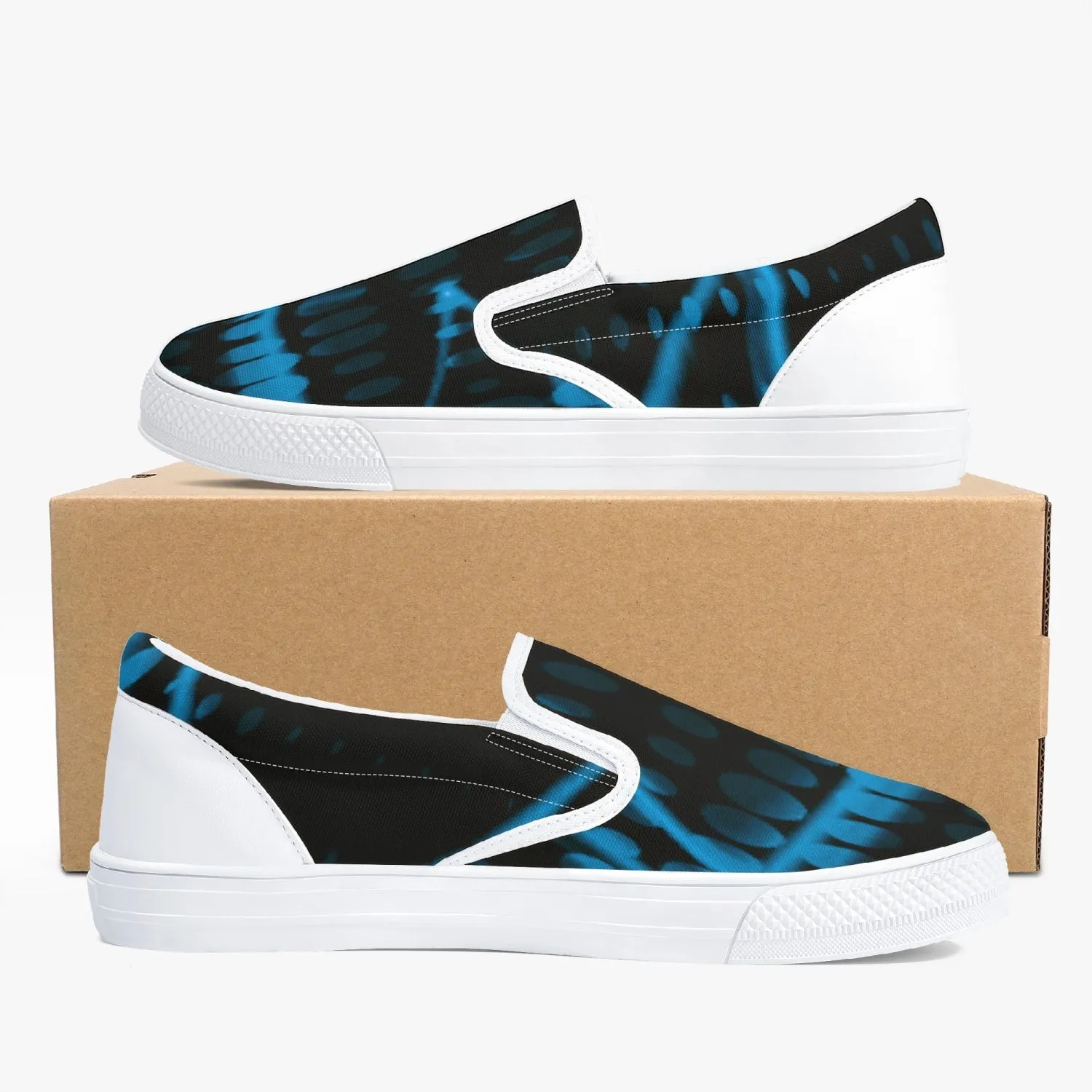 Officially Sexy Baby Blue Laser Classic Slip-On Shoes - White/Black