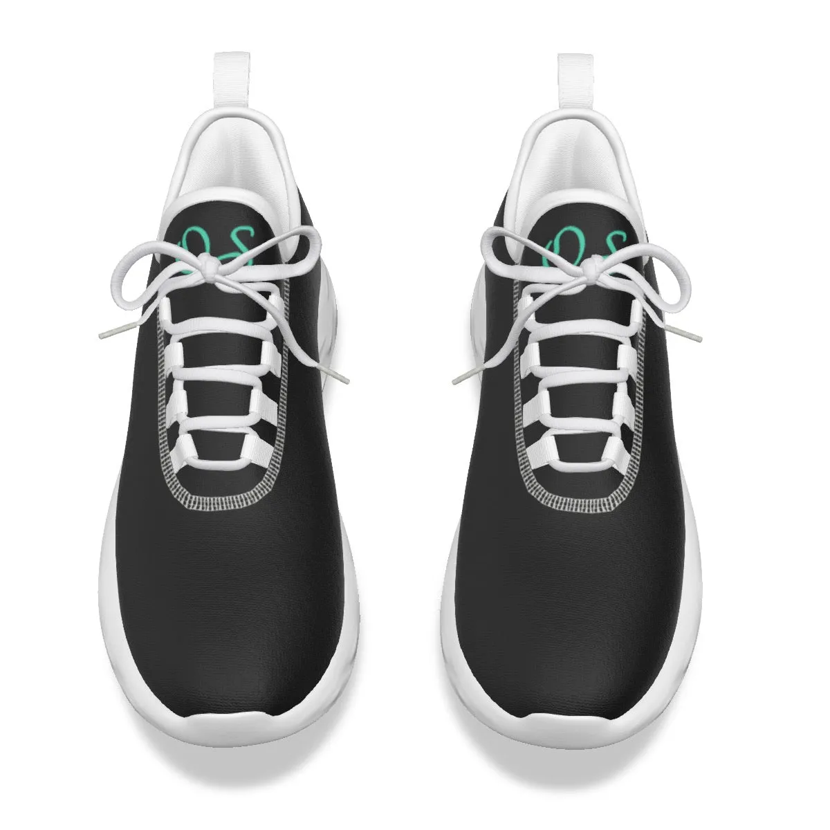 Oficialmente Sexy Black Women's Light Sports Shoes With Turquoise Green Logos