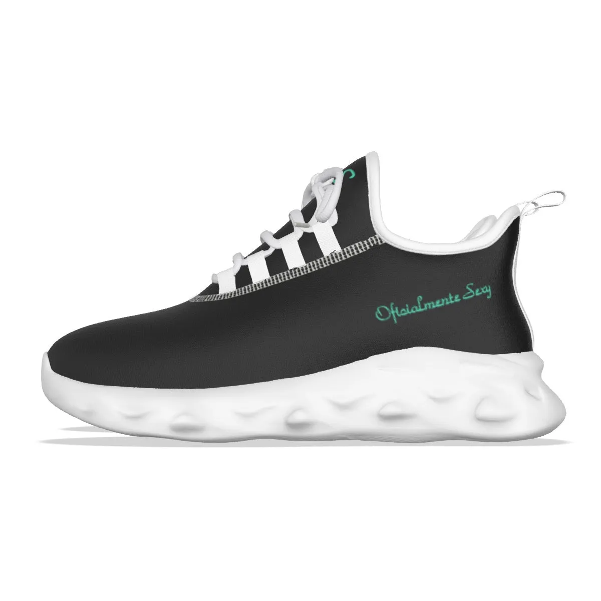 Oficialmente Sexy Black Women's Light Sports Shoes With Turquoise Green Logos