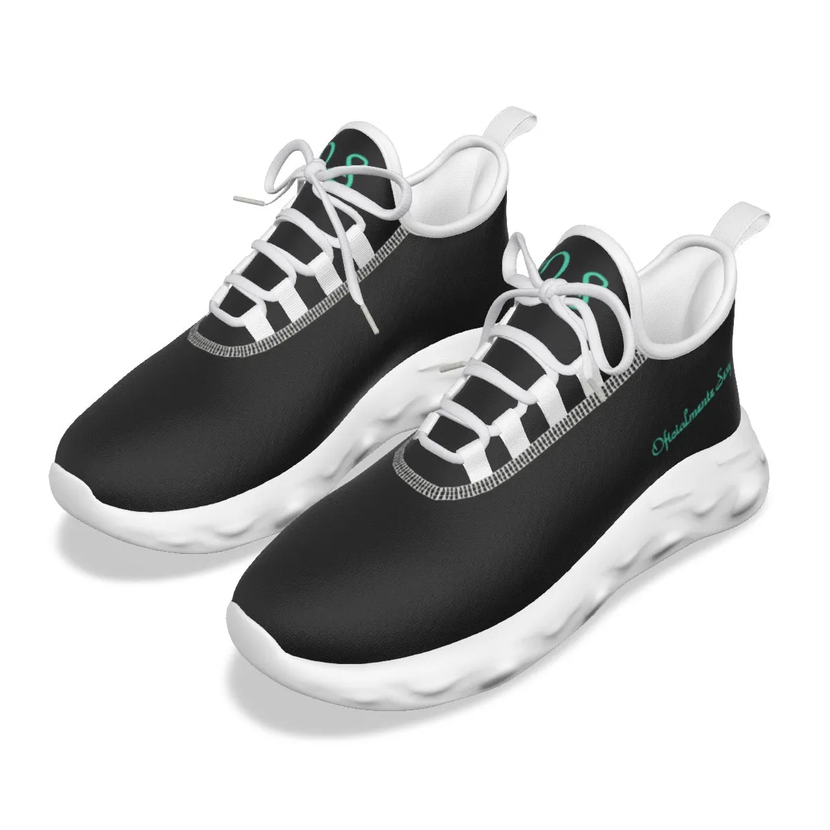 Oficialmente Sexy Black Women's Light Sports Shoes With Turquoise Green Logos