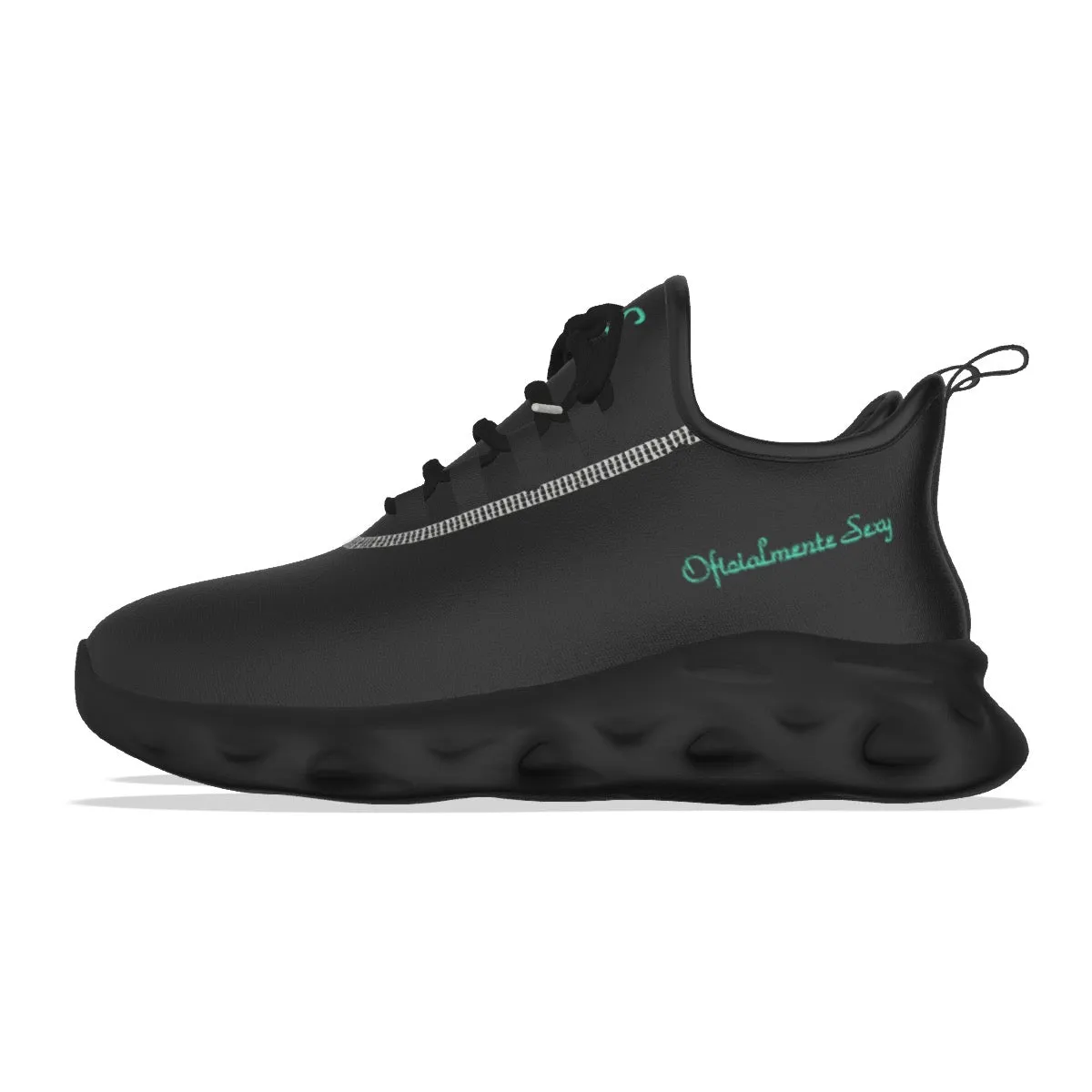 Oficialmente Sexy Black Women's Light Sports Shoes With Turquoise Green Logos
