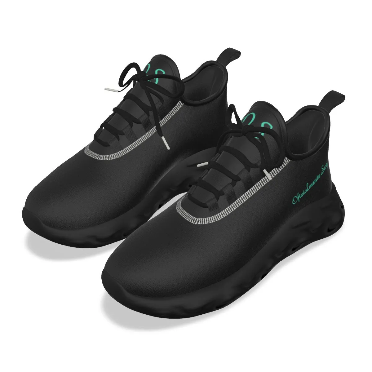 Oficialmente Sexy Black Women's Light Sports Shoes With Turquoise Green Logos