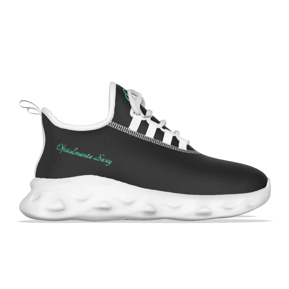 Oficialmente Sexy Black Women's Light Sports Shoes With Turquoise Green Logos