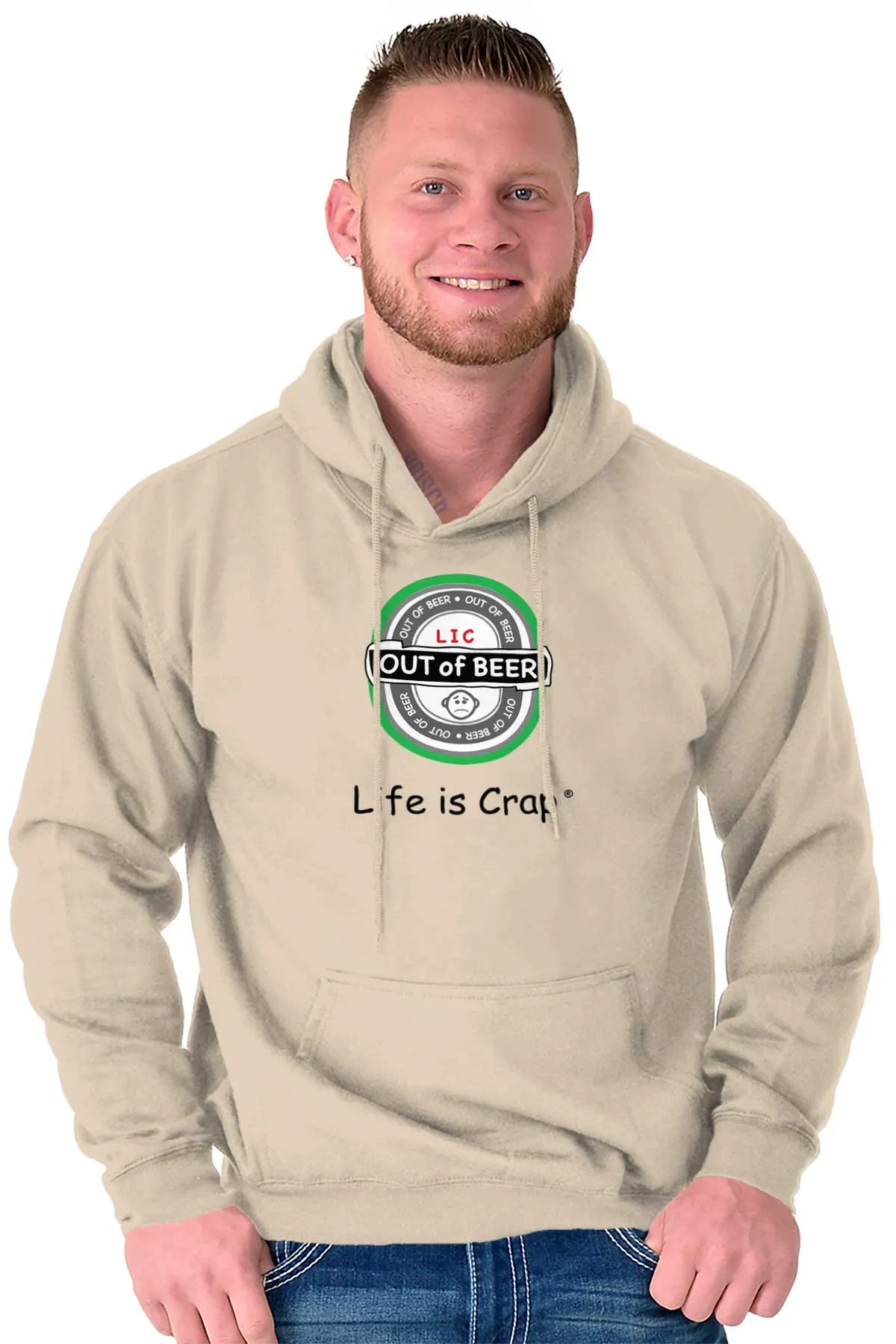 Out Of Beer Label Hoodie