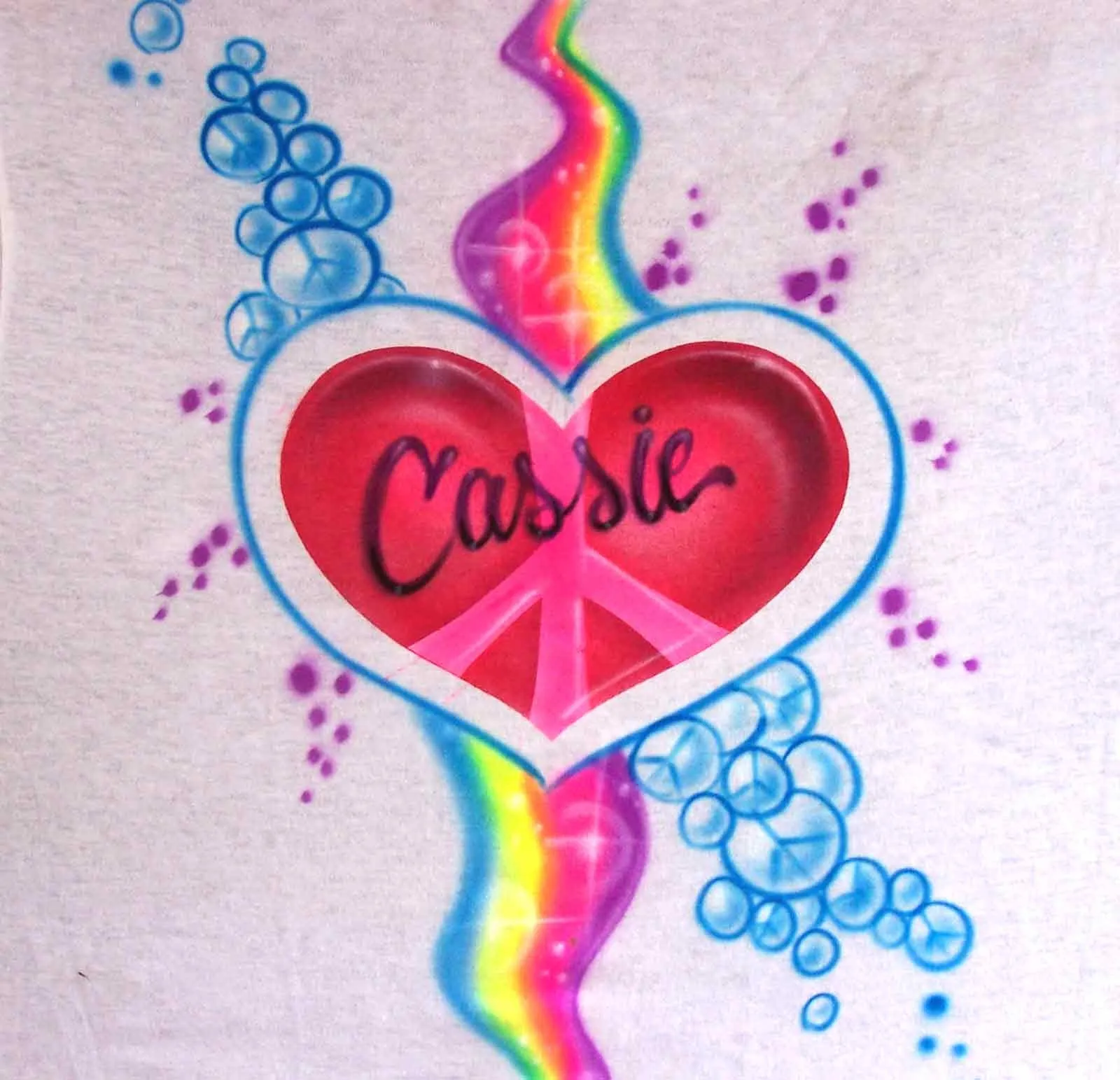 Peace Heart and Rainbow Airbrushed Tees Sweatshirts & Hoodies