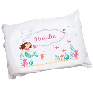 Personalized Brunette Mermaid Pillowcase