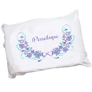Personalized Lavender Floral Garland Pillowcase